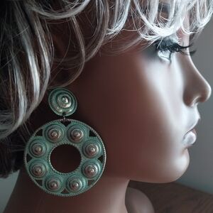 Eloxal Vintage Green Circular Earrings